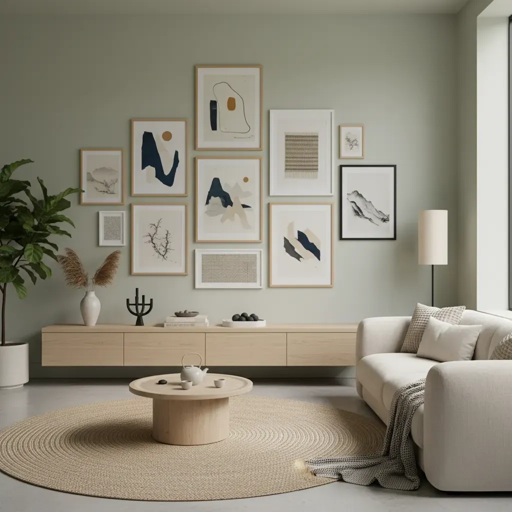 Japandi Woonkamer - galerij wand