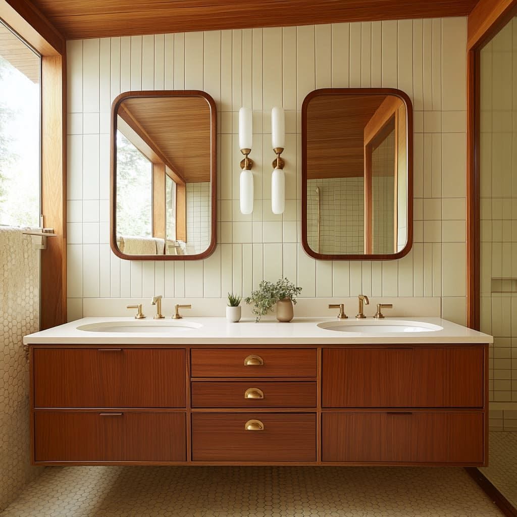 Midcentury Modern Badkamer - sfeervolle badkamer 3