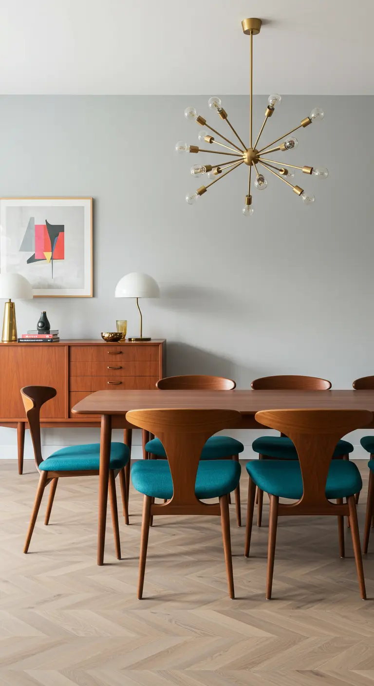 Midcentury Modern Eetkamer - sfeervolle eetkamer 3