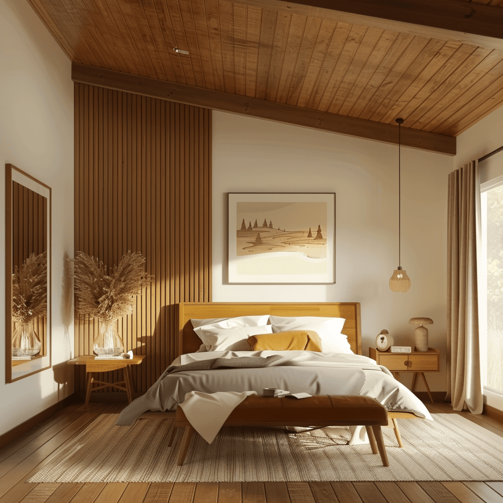 Midcentury Modern Slaapkamer - sfeervolle slaapkamer 10