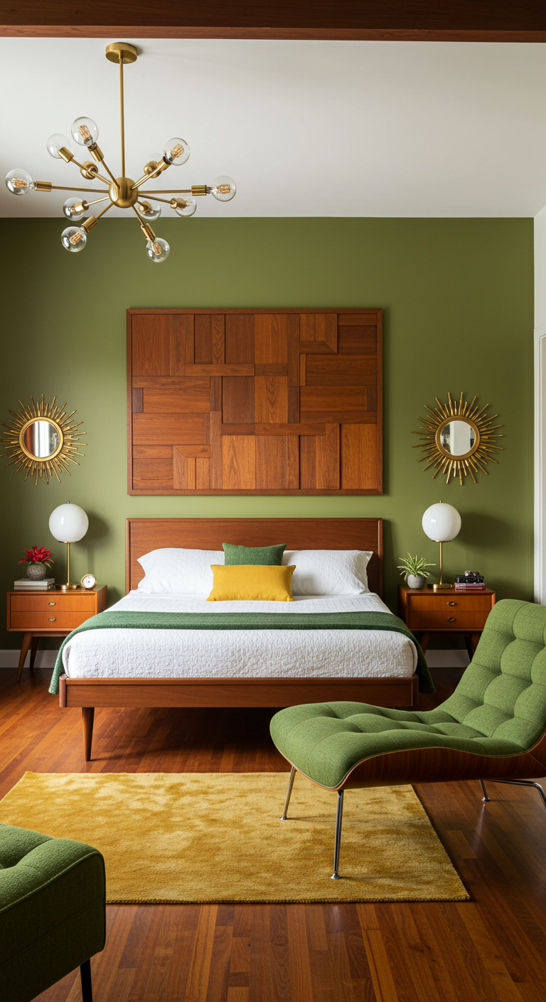 Midcentury Modern Slaapkamer - sfeervolle slaapkamer 3