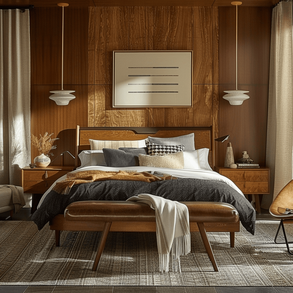 Midcentury Modern Slaapkamer - sfeervolle slaapkamer 7