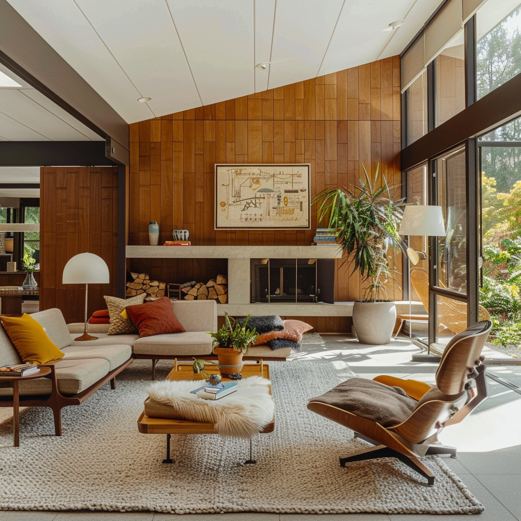 Midcentury Modern Werkkamer - sfeervolle werkkamer 14