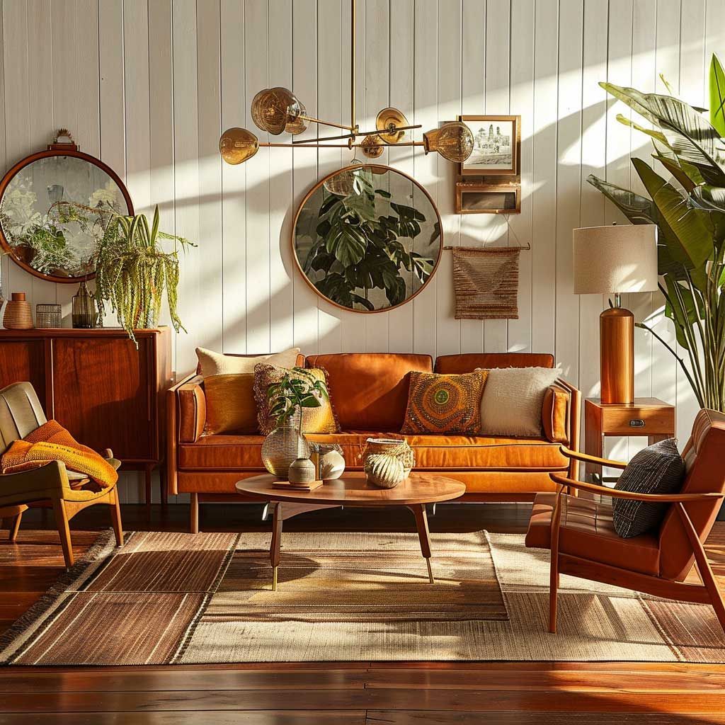 Midcentury Modern Woonkamer - sfeervolle woonkamer 16