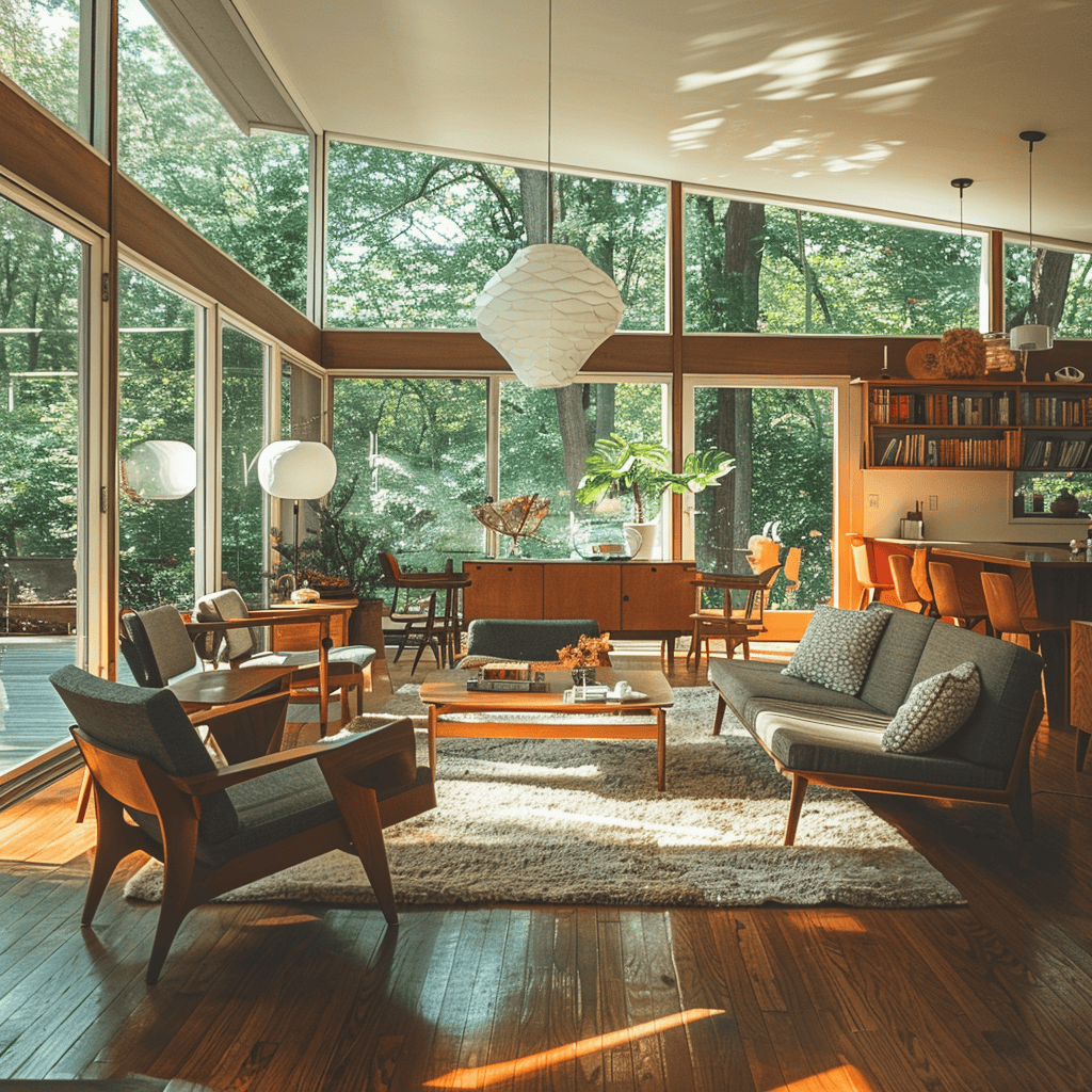 Midcentury Modern Woonkamer - sfeervolle woonkamer 5