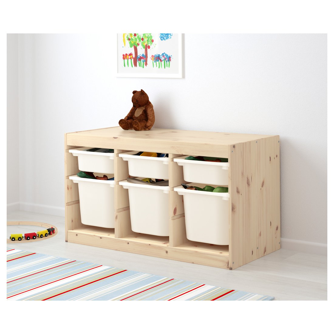 IKEA Trofast Opbergsysteem Wit met Houten Bakken