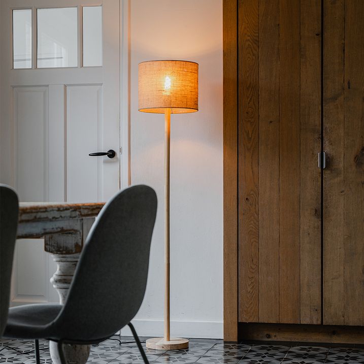vloerlamp linnen kap naturel healing