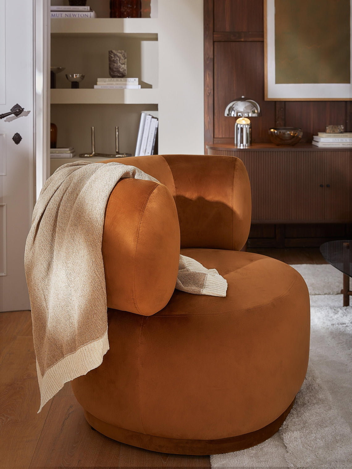 HKliving fluwelen fauteuil jaren 70