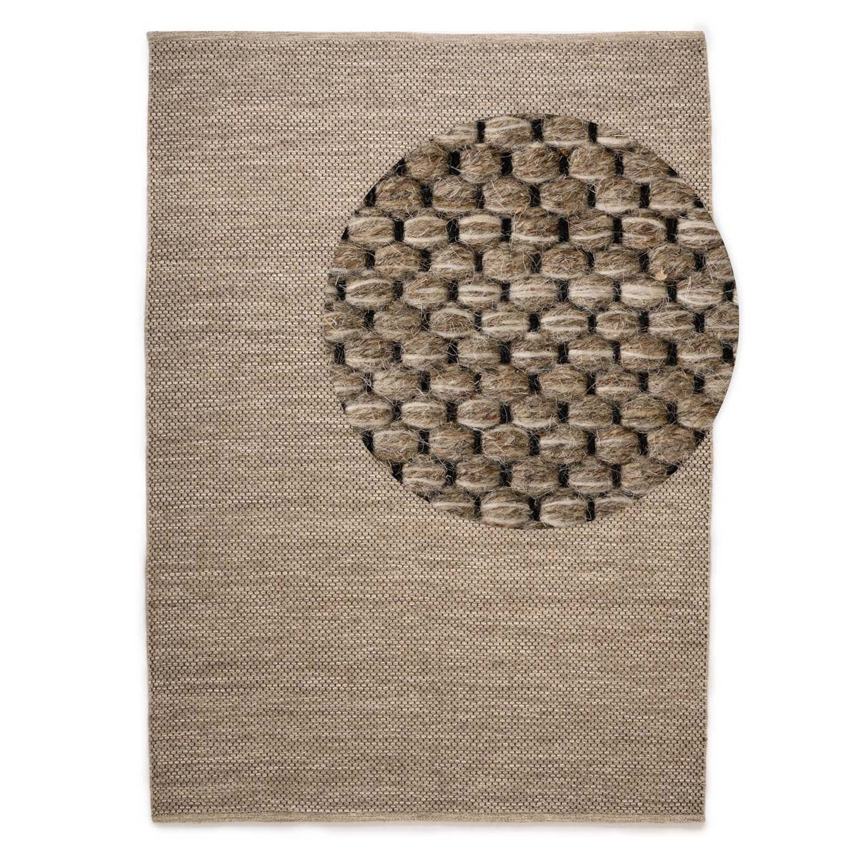 Handgeweven Wollen Vloerkleed Taupe