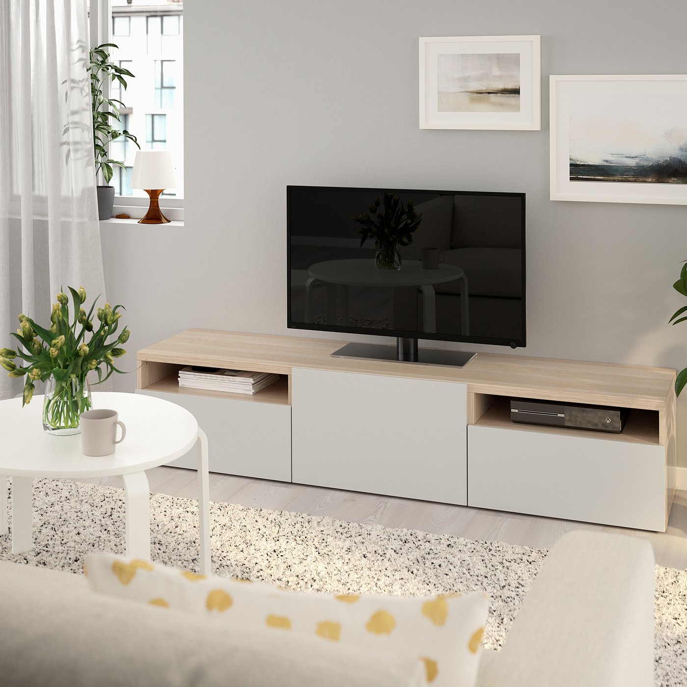 IKEA Bestå TV meubel laag wit-eiken