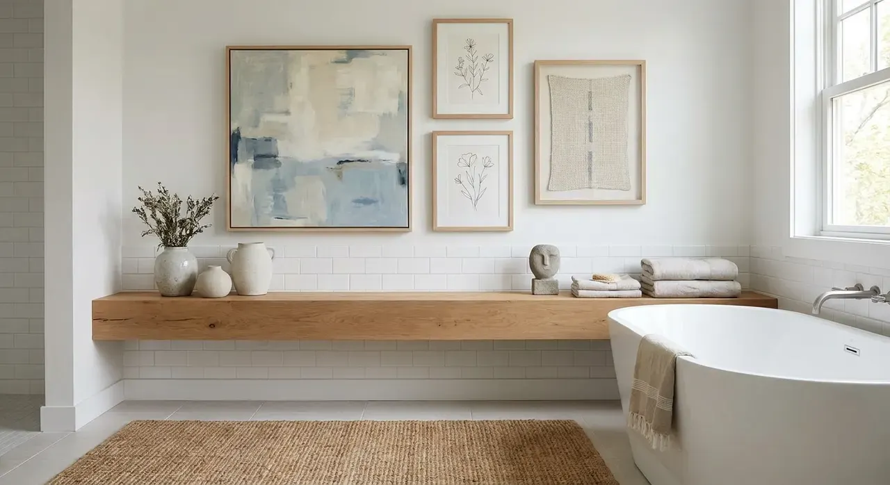 Scandinavisch Badkamer - galerij wand