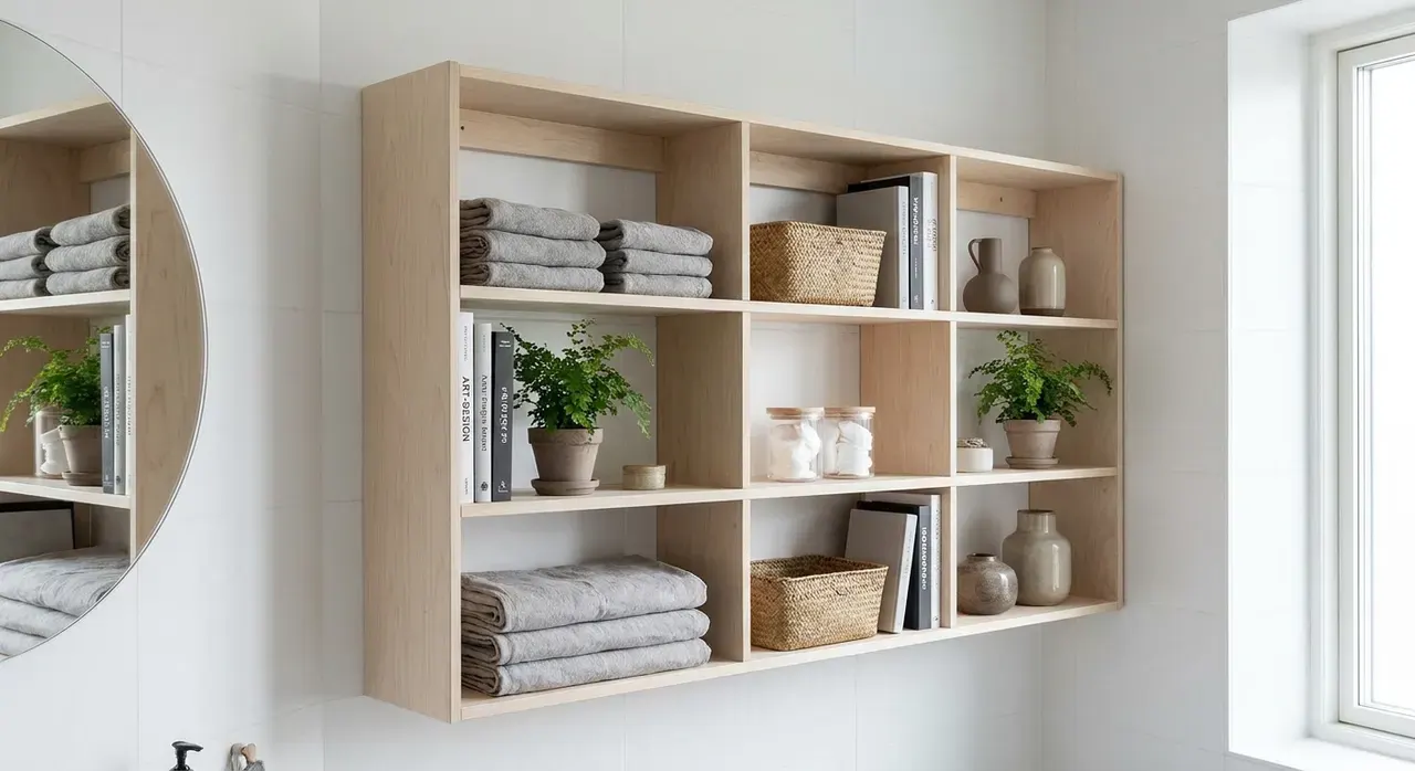 Scandinavisch Badkamer - rekken en opbergen