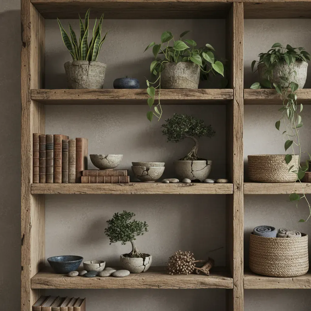 Wabi-Sabi Woonkamer - rekken en opbergen